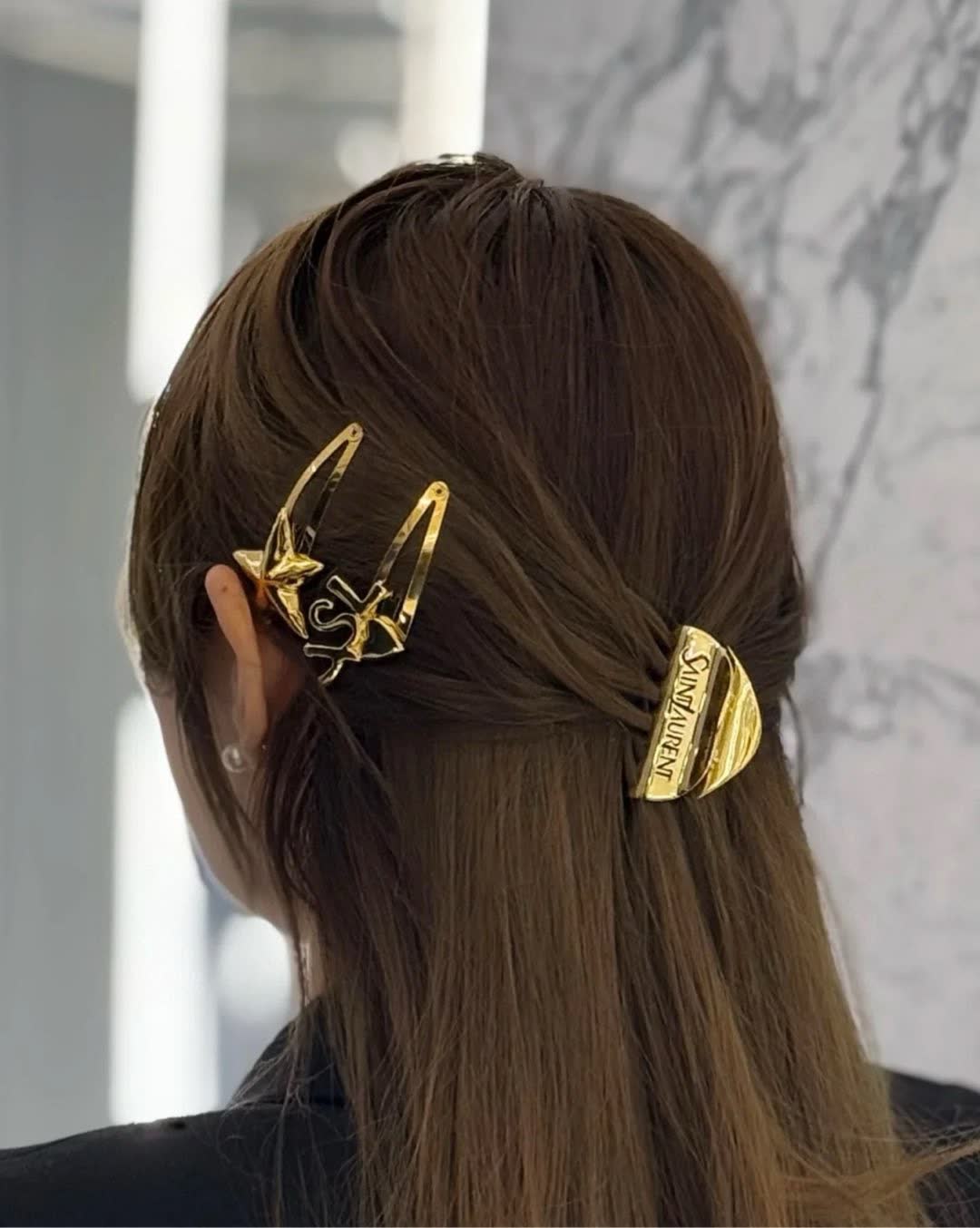 YSL Saint Laurent Gold Hair Clips Set